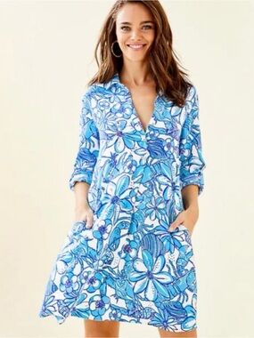Lilly Pulitzer Lillith Tunic Dress in the vibrant Pop Up Coronado Crab 🦀